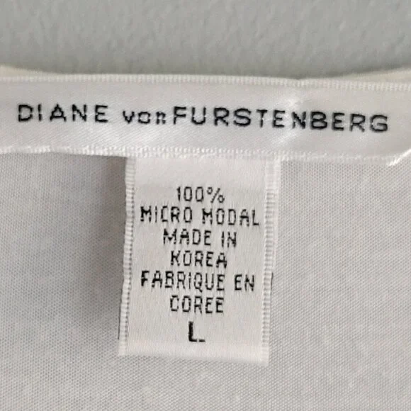 Diane Von Furstenberg Long Sleeve White Top Size L - Picture 3 of 7